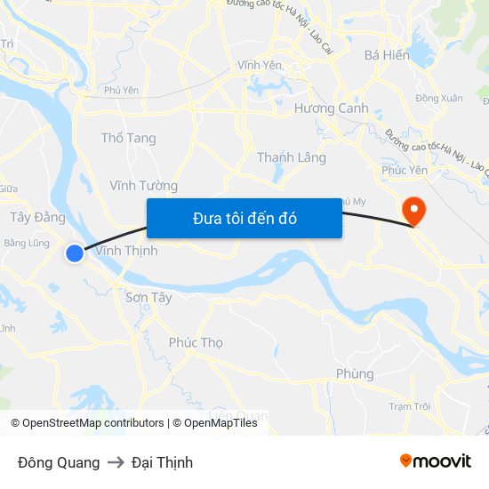 Đông Quang to Đại Thịnh map