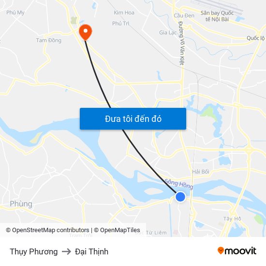 Thụy Phương to Đại Thịnh map