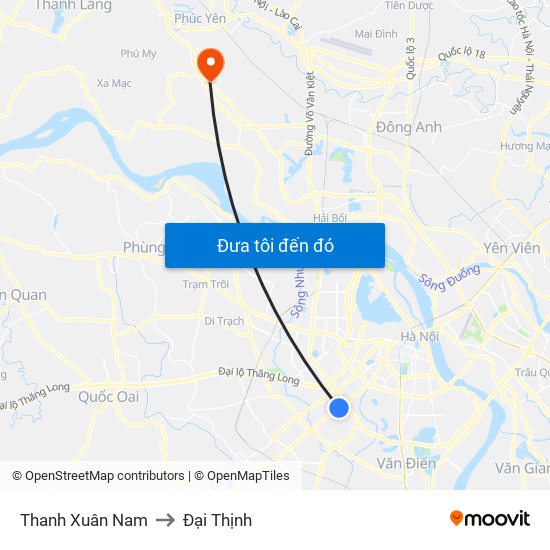 Thanh Xuân Nam to Đại Thịnh map