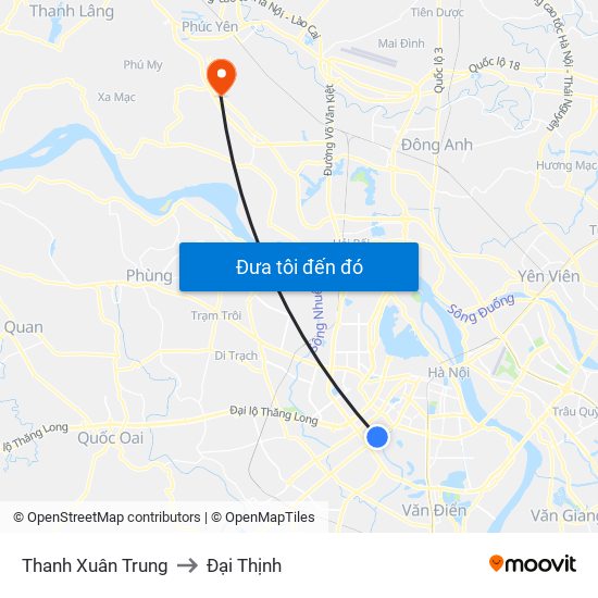 Thanh Xuân Trung to Đại Thịnh map