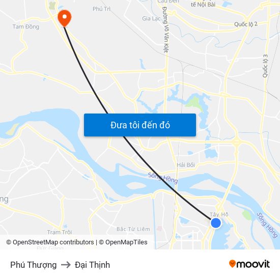 Phú Thượng to Đại Thịnh map