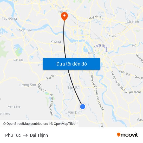Phú Túc to Đại Thịnh map