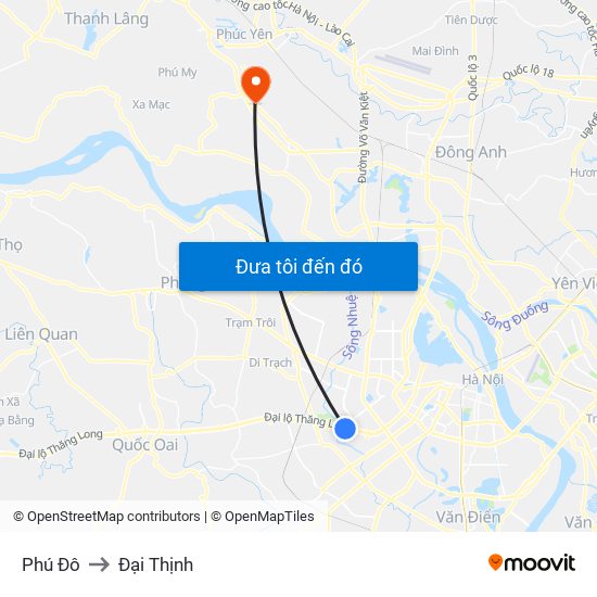 Phú Đô to Đại Thịnh map