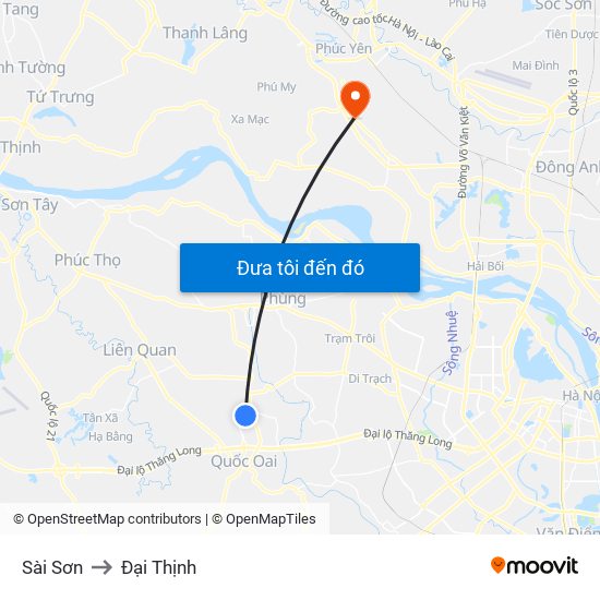 Sài Sơn to Đại Thịnh map