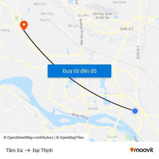 Tầm Xá to Đại Thịnh map