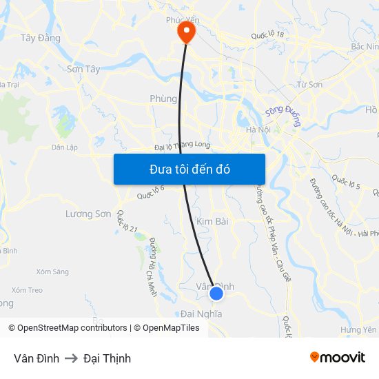 Vân Đình to Đại Thịnh map