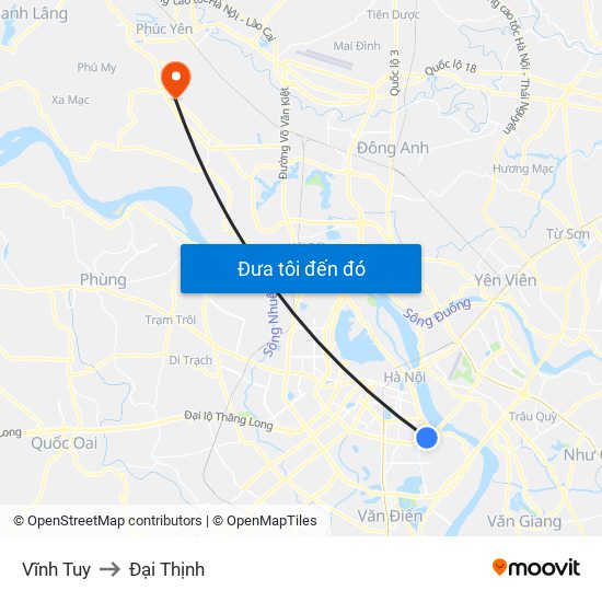 Vĩnh Tuy to Đại Thịnh map