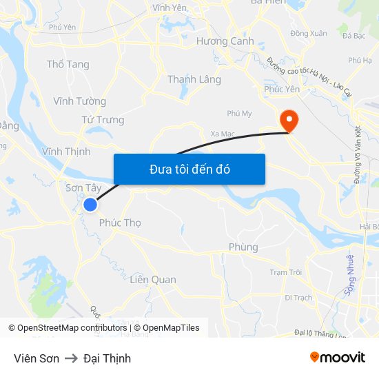 Viên Sơn to Đại Thịnh map