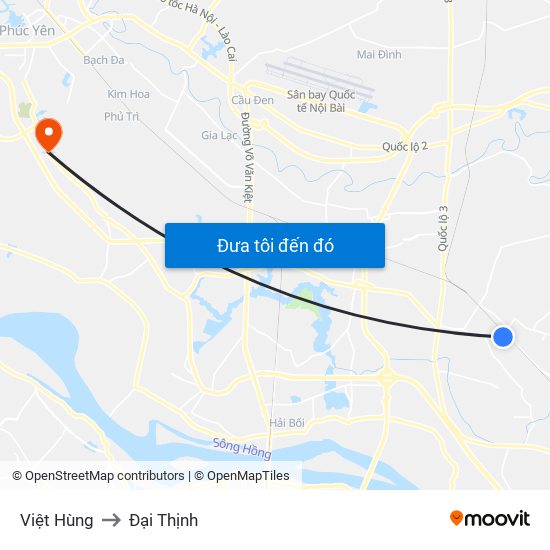 Việt Hùng to Đại Thịnh map