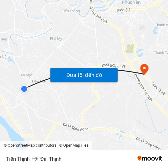 Tiến Thịnh to Đại Thịnh map