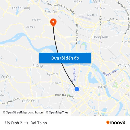 Mỹ Đình 2 to Đại Thịnh map