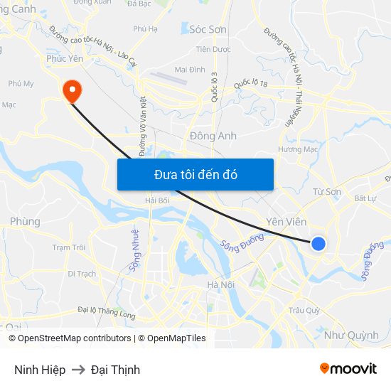 Ninh Hiệp to Đại Thịnh map