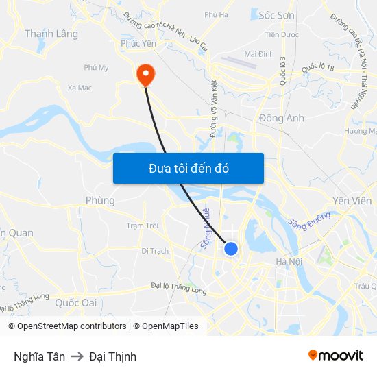 Nghĩa Tân to Đại Thịnh map