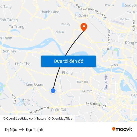 Dị Nậu to Đại Thịnh map