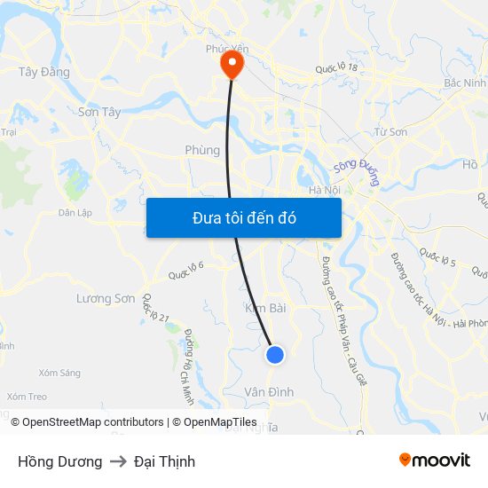 Hồng Dương to Đại Thịnh map