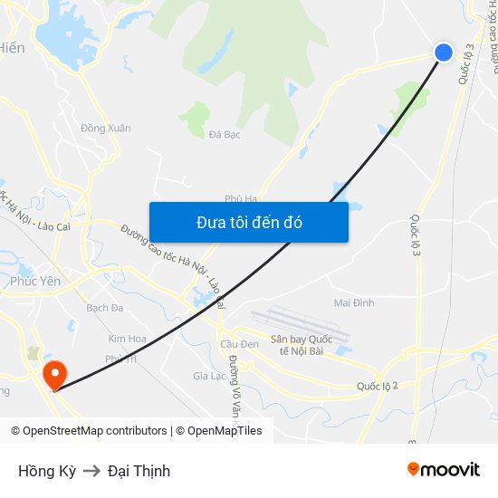 Hồng Kỳ to Đại Thịnh map