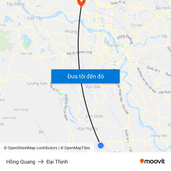 Hồng Quang to Đại Thịnh map