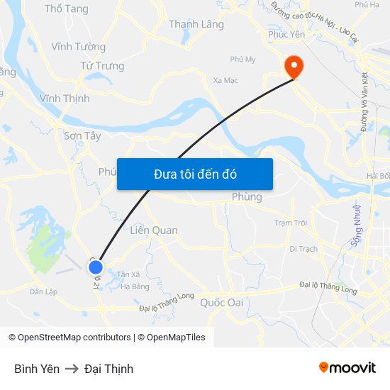 Bình Yên to Đại Thịnh map