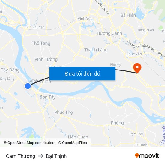 Cam Thượng to Đại Thịnh map