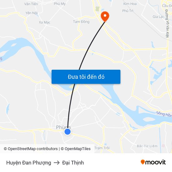 Huyện Đan Phượng to Đại Thịnh map