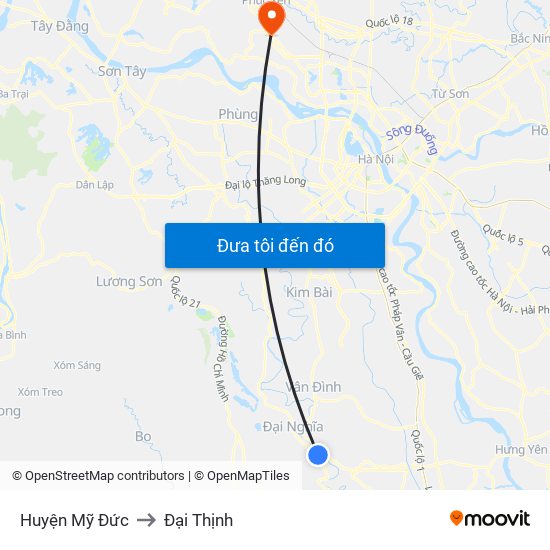 Huyện Mỹ Đức to Đại Thịnh map