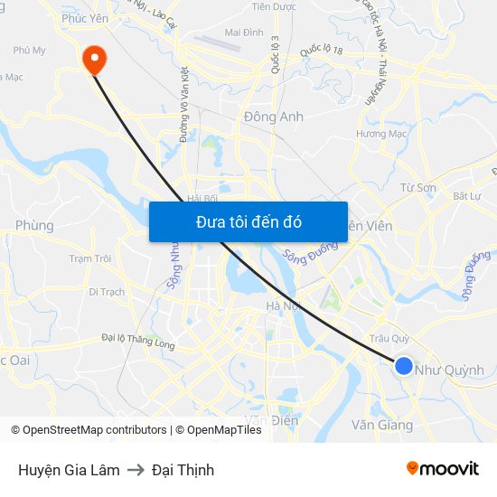 Huyện Gia Lâm to Đại Thịnh map