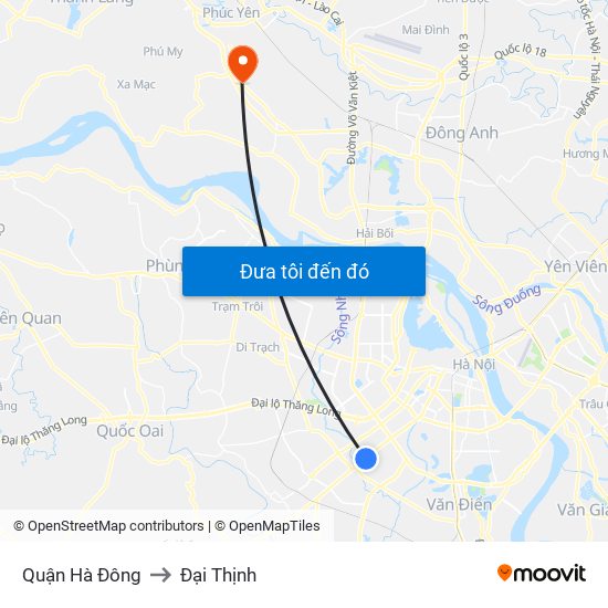 Quận Hà Đông to Đại Thịnh map