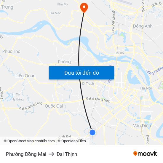 Phường Đồng Mai to Đại Thịnh map