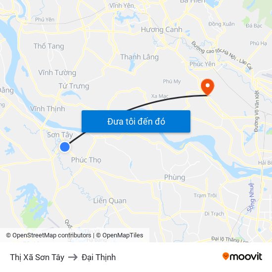 Thị Xã Sơn Tây to Đại Thịnh map