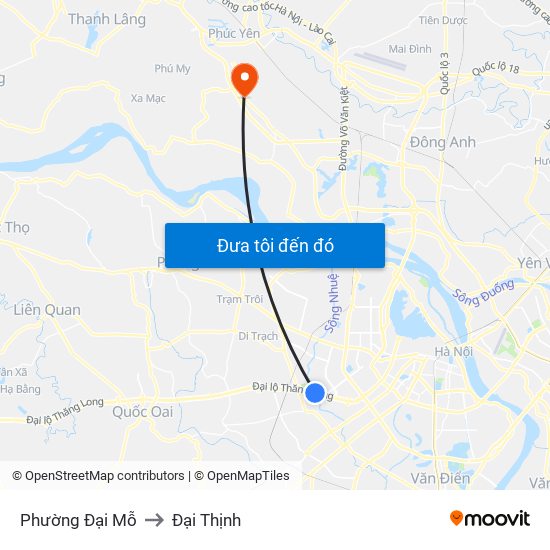 Phường Đại Mỗ to Đại Thịnh map