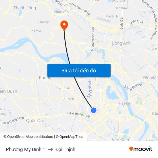 Phường Mỹ Đình 1 to Đại Thịnh map