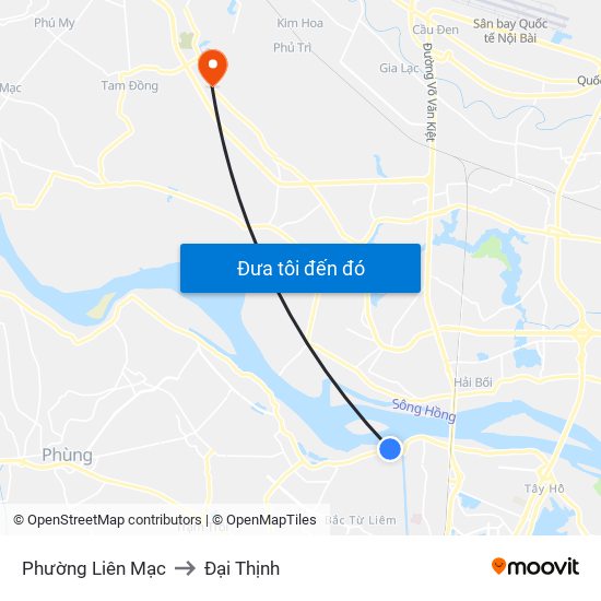 Phường Liên Mạc to Đại Thịnh map