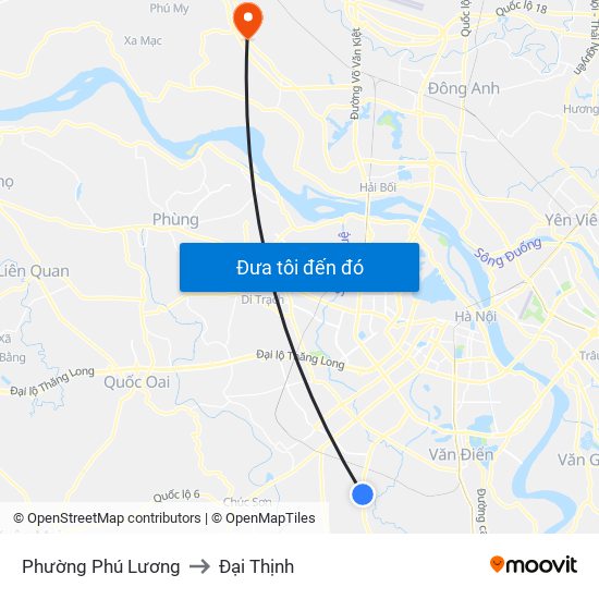 Phường Phú Lương to Đại Thịnh map