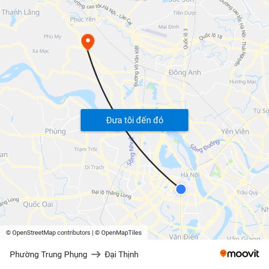 Phường Trung Phụng to Đại Thịnh map