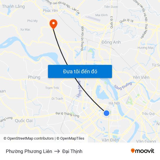 Phường Phương Liên to Đại Thịnh map