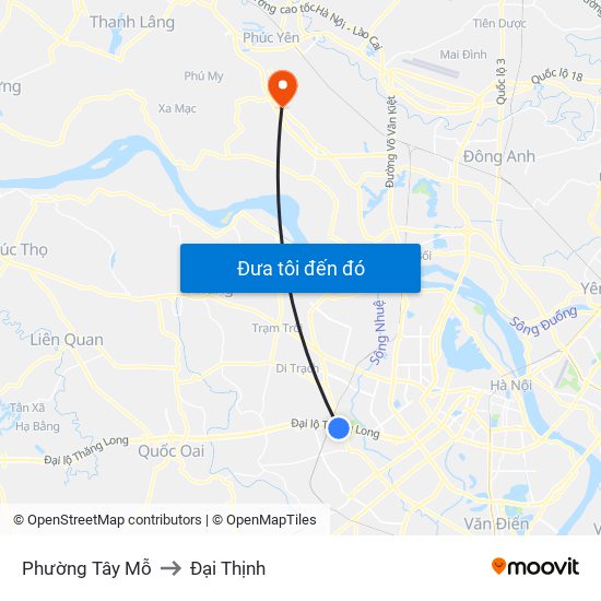 Phường Tây Mỗ to Đại Thịnh map