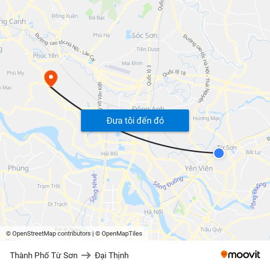 Thành Phố Từ Sơn to Đại Thịnh map