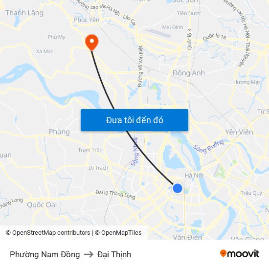 Phường Nam Đồng to Đại Thịnh map