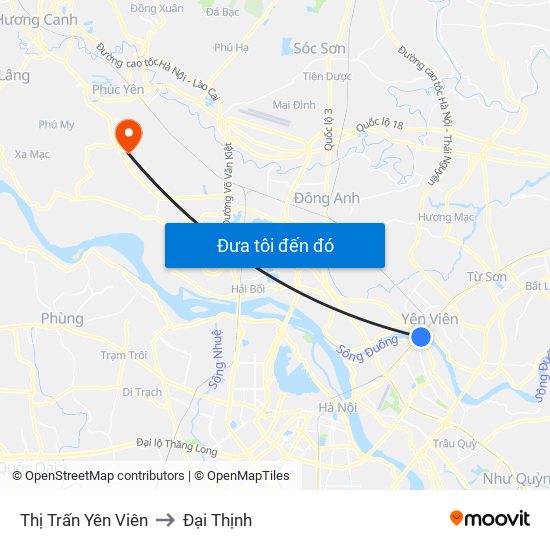 Thị Trấn Yên Viên to Đại Thịnh map
