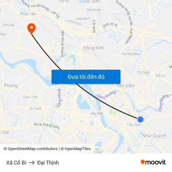 Xã Cổ Bi to Đại Thịnh map