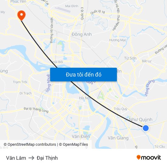 Văn Lâm to Đại Thịnh map