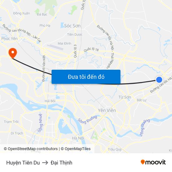 Huyện Tiên Du to Đại Thịnh map