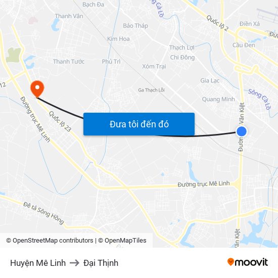 Huyện Mê Linh to Đại Thịnh map
