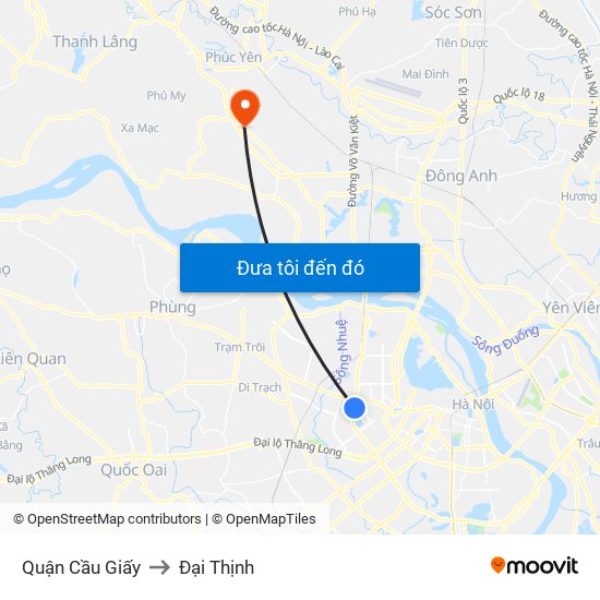 Quận Cầu Giấy to Đại Thịnh map