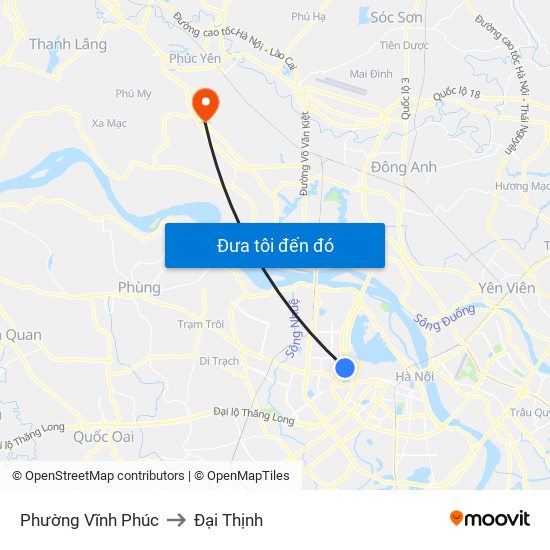 Phường Vĩnh Phúc to Đại Thịnh map