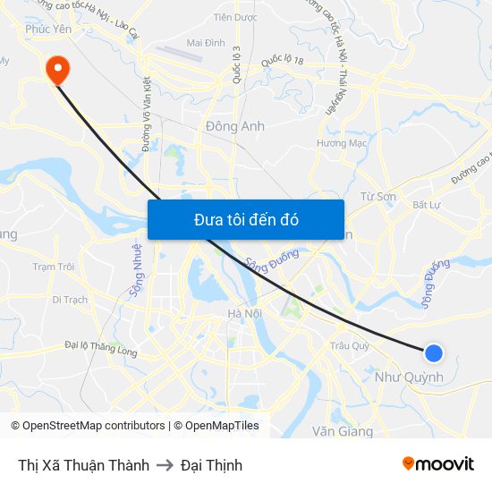 Thị Xã Thuận Thành to Đại Thịnh map