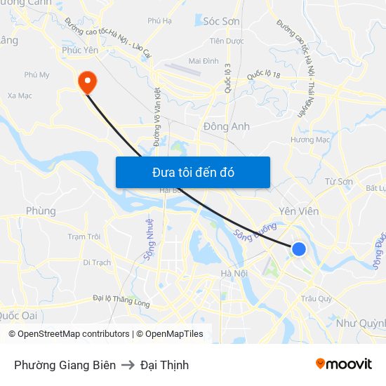 Phường Giang Biên to Đại Thịnh map