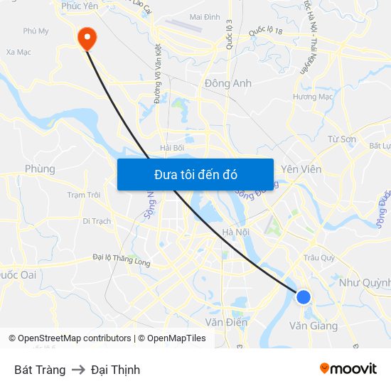 Bát Tràng to Đại Thịnh map