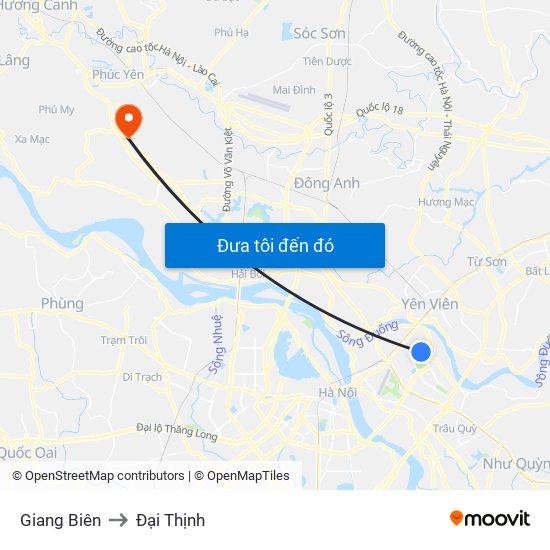 Giang Biên to Đại Thịnh map