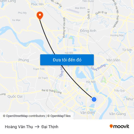 Hoàng Văn Thụ to Đại Thịnh map